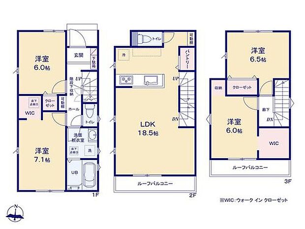 【4LDK】2階リビングにすることで、陽当たりを良くし、人目も気にならずプライバシーを確保することが出来ます♪パントリーやWIC等、充実の収納スペースで空間を有効活用できます！