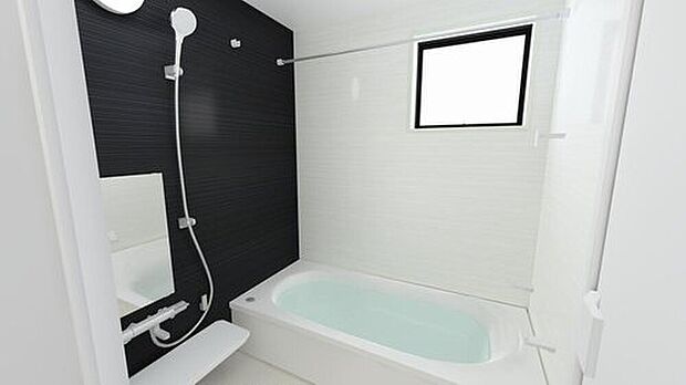 【 完成予想図(内観)】※こちらの画像はCGです
1日の疲れた体を癒せるシステムバス。窓もあるので湿気もこもりません。雨の日のお洗濯も安心な「浴室乾燥機」つき♪