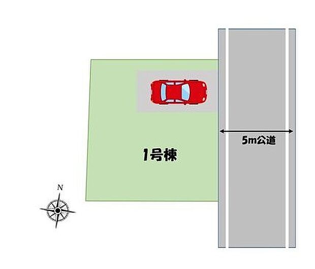 【全体区画図】東武伊勢崎線「竹ノ塚」駅まで徒歩19分!自転車利用も可能な距離です◎カースペースは雨風からお車を守るビルトインガレージを採用!