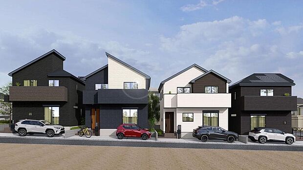 【完成予想図(外観)】≪完成予想図 5-8号棟アングル≫
※掲載の完成予想図は図面を基に描き起こしたもので、実際とは多少異なる場合がございます。