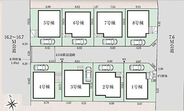 【全体区画図】新たな出会いも楽しみな全8棟のコミュニティ!同世代が集まりやすく、ご家族同士の交流もしやすい環境です♪