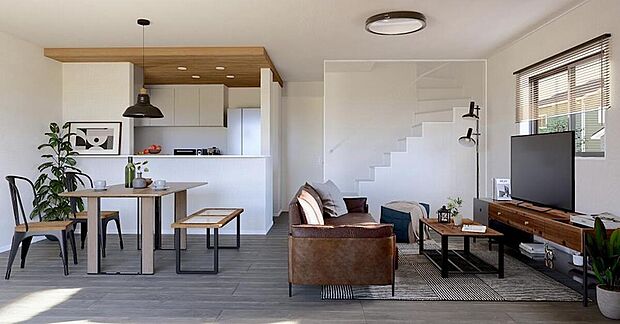 【≪完成予想図 1号棟リビングアングル≫】※掲載の完成予想図は図面を基に描き起こしたもので、実際とは多少異なる場合がございます。