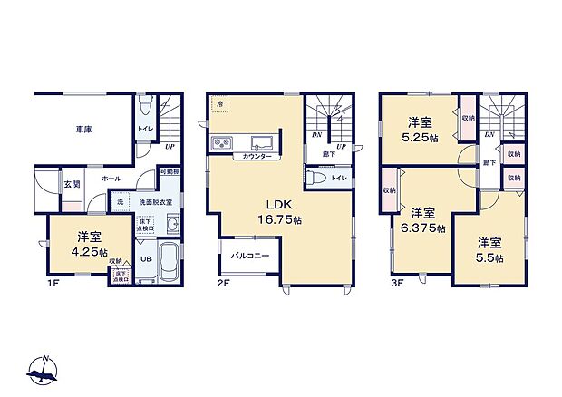 【4LDK】陽当りとプライバシー性に恵まれた2階リビングプランを採用!道路からの人目を気にすることなく寛げます♪