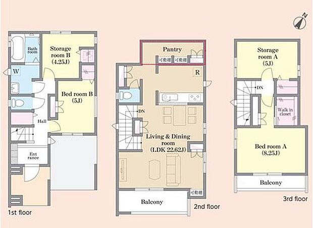 【2LDK+2S】LDKは広々22.62帖☆ご家族でゆったりお過ごしいただけます♪
リビングには収納を設置！お掃除道具などすぐ出し入れできて便利です☆