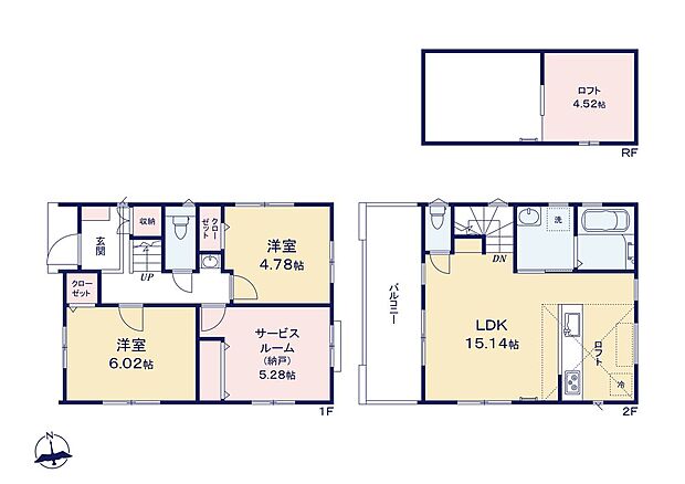 【2LDK+S】◇対面キッチン＆リビング階段採用！ご家族の会話が自然に生まれる設計です♪
◇全居室収納完備！お部屋がスッキリ片付きます♪
◇4.5帖の便利に使えるロフト付♪