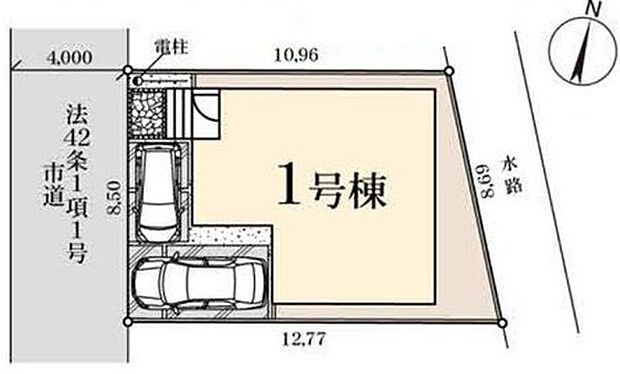 【全体区画図】敷地内カースペース２台分完備♪（※車種による）