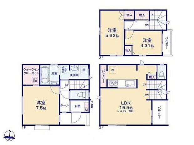 【3LDK】主寝室として使える1階居室にはウォークインクローゼット完備！キッチンには買い置きにも便利なパントリーつき♪
