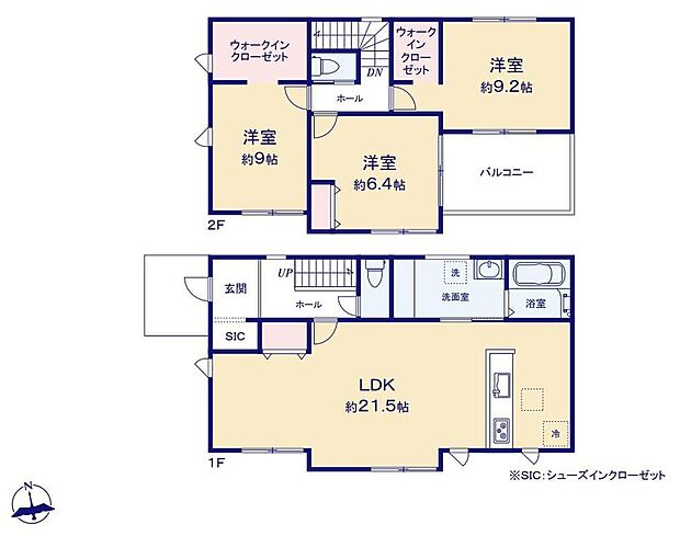 【3LDK】広々21.5帖の南向きLDKは明るくて解放感抜群!ウォークインクローゼットを完備した9帖以上の居室が2つあります♪ゆったりとしたインナーバルコニーは洗濯やBBQなど使い道は様々☆