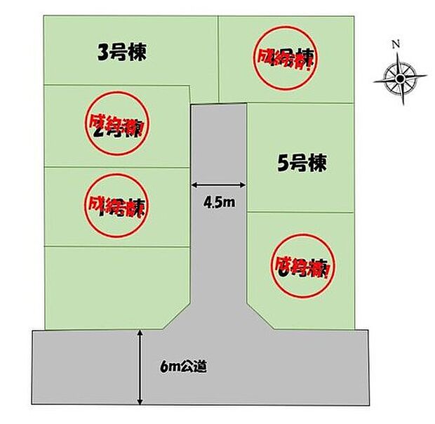 【≪全体区画図≫】南側の前面道路なので、陽当たり・風通し共に良好です♪分譲地内に道路を通しており、ここで分譲地のコミュニティーができますね☆