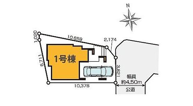 【全体区画図】カースペース1台♪
住人以外の車の進入も少なく、小さなお子様を持つご家庭にも安心です♪