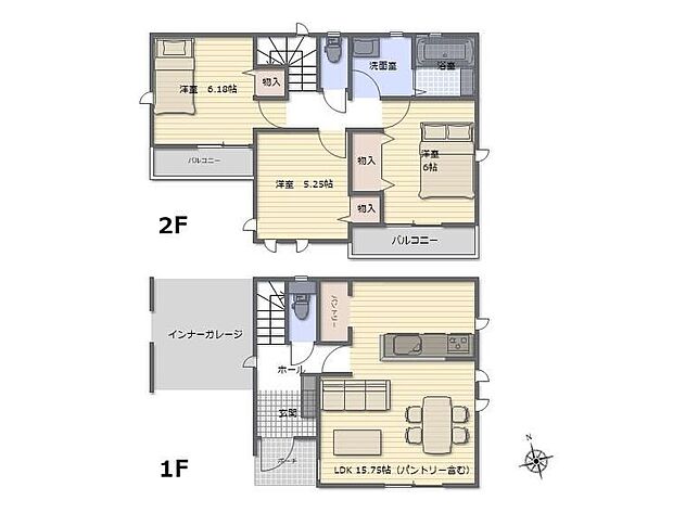 【3LDK】キッチンには備蓄品などの収納にも大活躍のパントリー完備！全室2面採光窓で優しい風が吹き抜けます♪用途によって使い分けもできる2つのバルコニーを設置◎