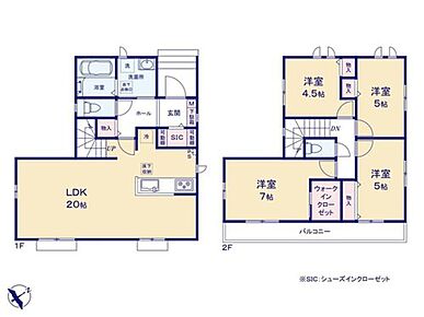 広々20帖のLDKには家族のコミュニケーションを育むリビングイン階段を採用◎ゆとりある7帖の主寝室には衣類も小物類もすっきり収納できるウォークインクローゼット完備♪ 