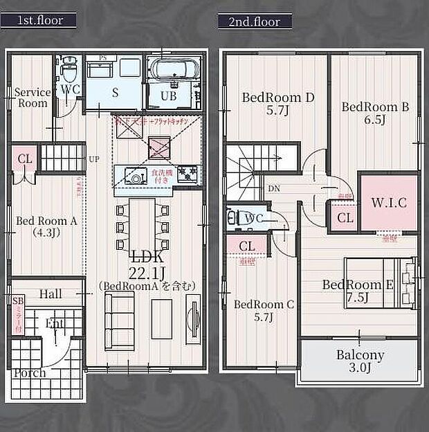 (１号棟)、価格5699万円、5LDK+S、土地面積117.79m2、建物面積107.64m2