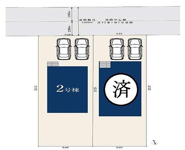名東区代万町二丁目　残り１棟
並列２台駐車可能、広々南庭付き♪
１号棟　ご成約済み
２号棟　７，２８０万円