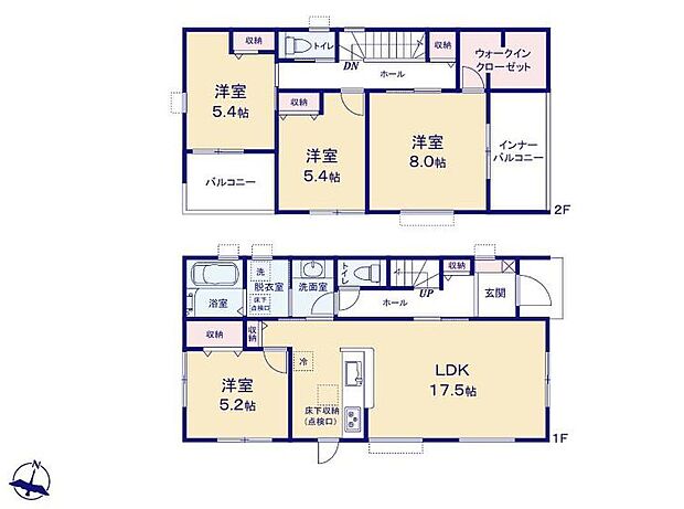 (２号棟)、価格3450万円、4LDK、土地面積195.94m2、建物面積112.61m2