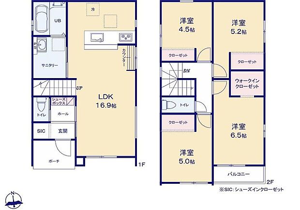 (1号棟)、価格3899万円、4LDK、土地面積95.34m2、建物面積92.53m2