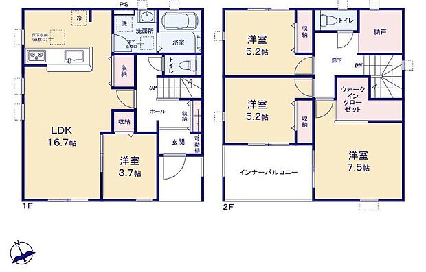(２号棟)、価格3080万円、4LDK+S、土地面積184.96m2、建物面積109.31m2