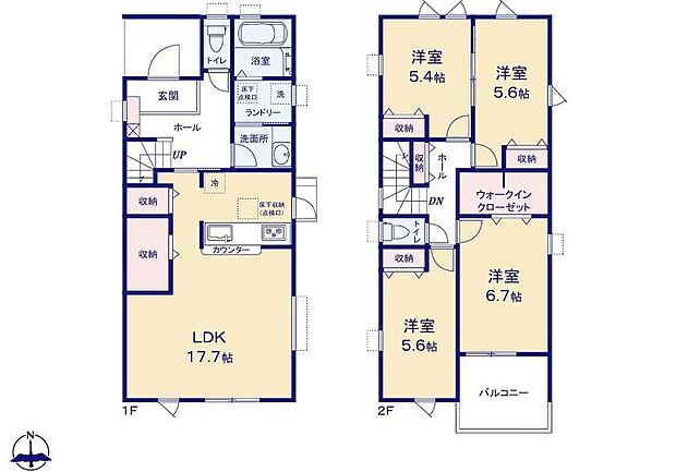 (１号棟)、価格3878万円、4LDK、土地面積163.33m2、建物面積105.99m2