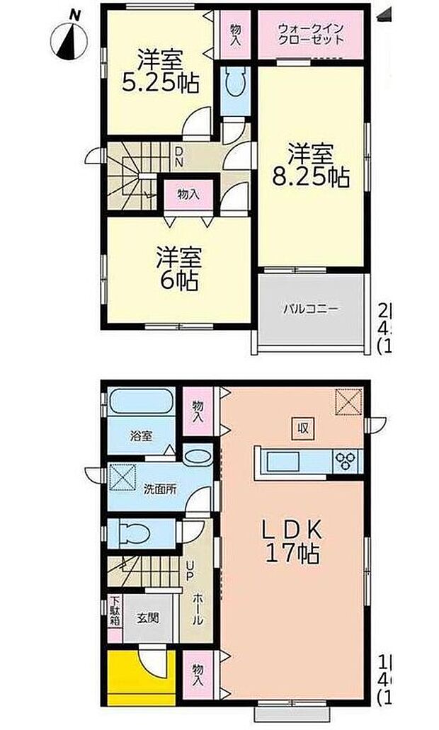 【3LDK】対面式キッチン仕様の広々とした約17帖のリビング♪
リビングにはスッキリ片付いて便利な収納スペース付き♪
大きな荷物も収納可能なウォークインクローゼット付き♪
南向きの日当たり良好なバルコニー♪