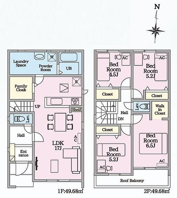 【4LDK】対面式キッチン仕様の17帖の明るいリビング♪
ファミリークローク・ウォークインクローゼット付きで収納豊富♪
洗面室に広々ランドリースペース付き♪
2部屋から出入りできて便利な南向きのワイドバルコニー♪