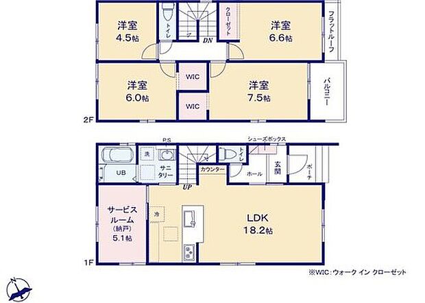 【4LDK+S】対面式キッチン仕様の広々18.2帖の明るいリビング♪
5.1帖の納戸を居室として使えば5LDKに進化♪
大きな荷物も収納可能なウォークインクローゼット付き♪
日当たり良好な南東向きのバルコニー♪