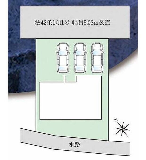 【全体区画図】小牧市第1小木西 限定1棟
並列3台駐車可能♪南西向きのお庭付き☆
1号棟 3,390万円