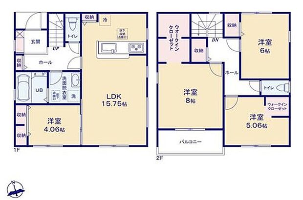 【4LDK】対面式キッチン仕様の開放的な15.75帖のリビング♪
大きな荷物も収納可能なウォークインクローゼット付き♪
廊下やリビングに収納スペースが充実♪
日当たり良好な南向きのバルコニー♪