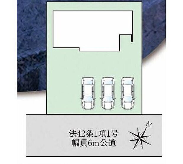 【区画図】小牧市第２古雅　限定１棟
並列３台駐車可能♪敷地広々６５坪超え☆
１号棟　３，４９０万円