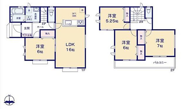【4LDK】対面式キッチン仕様の広々約１６帖の明るいリビング♪
４部屋あり、お子様一人一人にお部屋を与えられます☆
各居室に収納スペースが充実♪
２部屋からアクセス可能な南向きのワイドバルコニー♪