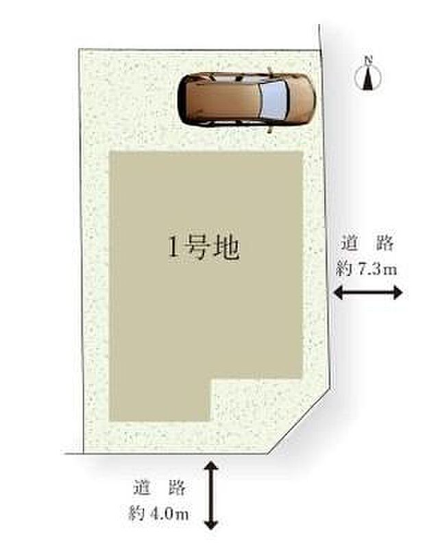【全体区画図】名古屋市北区志賀町三丁目　限定１棟
南東角地で日当たり良好☆
１号地　５，２９０万円