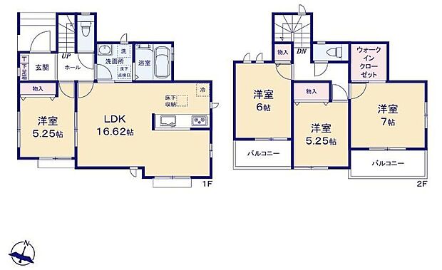 【4LDK】対面式キッチン仕様の明るい約１６．６２帖のリビング♪大きな荷物も収納可能なウォークインクローゼット付き♪陽光降り注ぐ南向きの全４居室♪日当たり良好な２つの南向きバルコニー♪