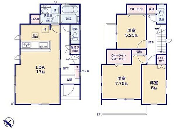 【3LDK】対面式キッチン仕様の明るい17帖のリビング♪
洗面室には便利なリネン庫付き♪
大きな荷物も収納可能な広々ウォークインクローゼット♪
日当たり良好な南東向きのバルコニー♪