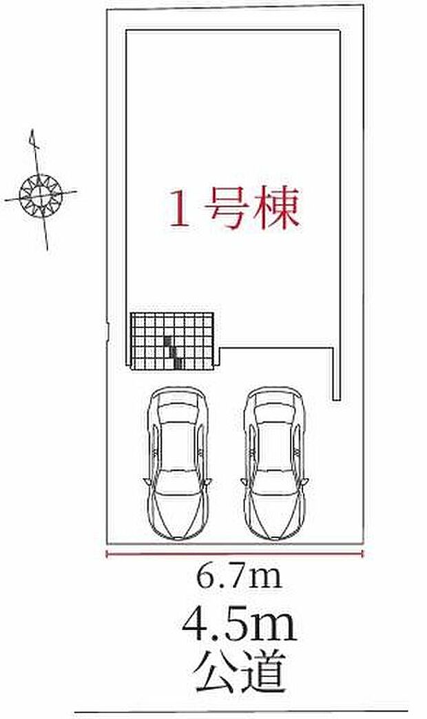 【全体区画図】守山区鳥羽見3期 限定1棟
並列2台駐車可能、南側道路に面しており日当たり良好♪
1号棟 3,899万円
