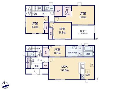 対面式キッチン仕様の広々とした１６帖の明るいリビング♪大きな荷物も収納可能なウォークインクローゼット付き♪季節物などの収納に便利なストレージルーム♪日当たり良好な南向きの広々バルコニー♪ 