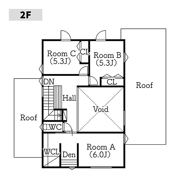 二階平面図
■各部屋に収納を完備