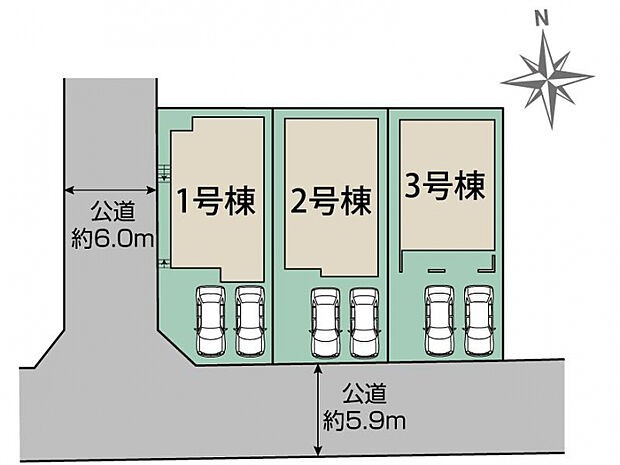 半田市花田町1丁目3棟 区画図