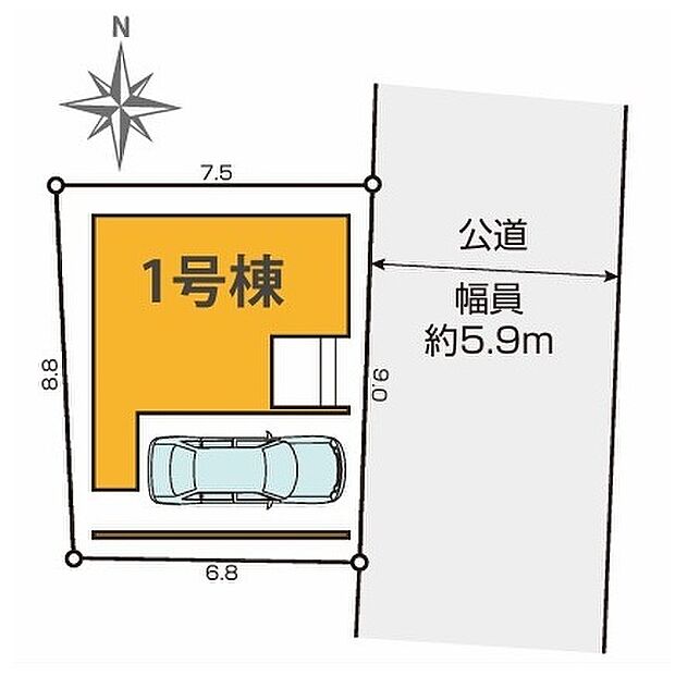 【4LDK】前面道路は東側5.9M、無駄な廊下スペースを最小限に抑える設計が可能となります。快適な居住空間を演出出来ます。