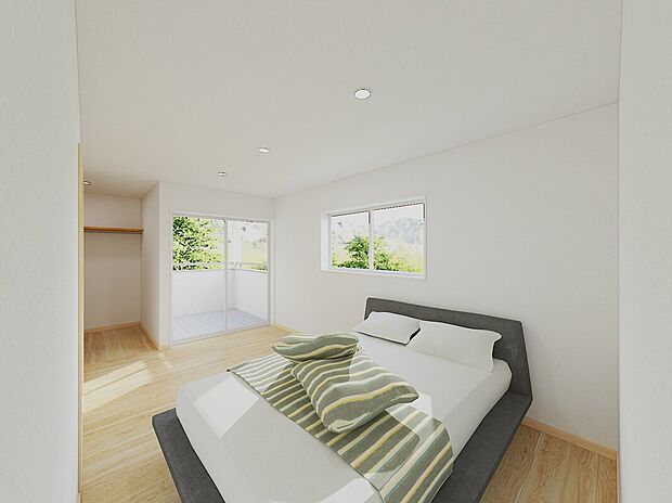 【WICのある寝室】余分なものを置かずに済み、お部屋を広く使えます※完成イメージ画像