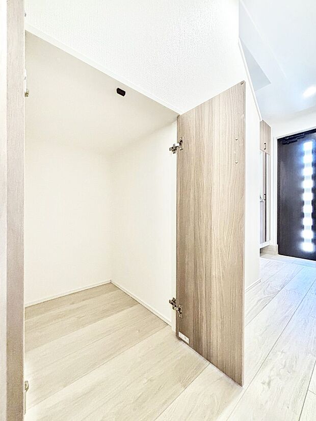 【その他設備(階段下収納)】日用品のストックや水などの備蓄に使える階段下収納。