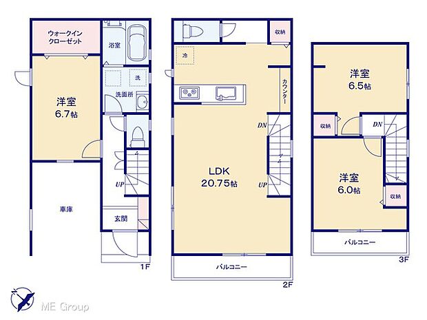 【3LDK】◆２号棟◆～Floor plan～　図面と異なる場合は現況を優先致します。
