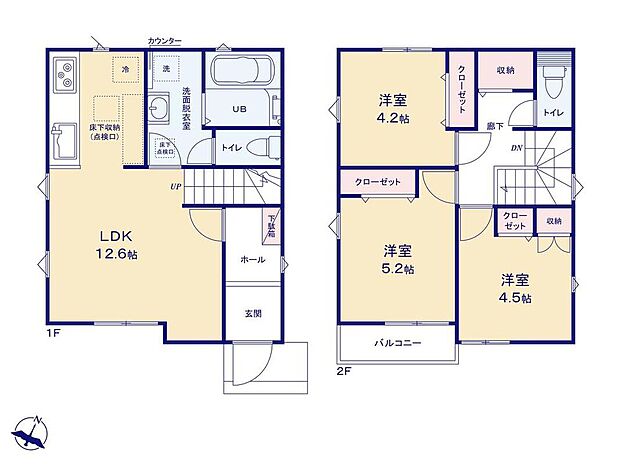 (1号棟)、価格5180万円、3LDK、土地面積90.35m2、建物面積72.04m2