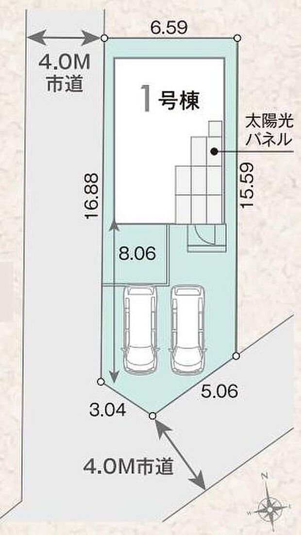 南西角地の開放感のある立地☆
2台を並列駐車できるゆとりあるカースペース。
来客時にも便利ですね♪
