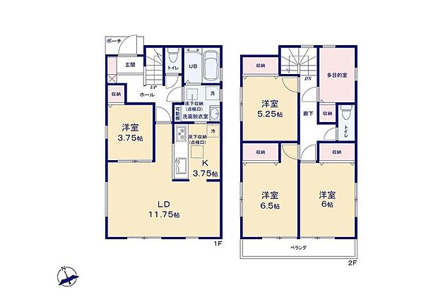 (1号棟)、価格3280万円、4LDK+S、土地面積120.83m2、建物面積95.58m2