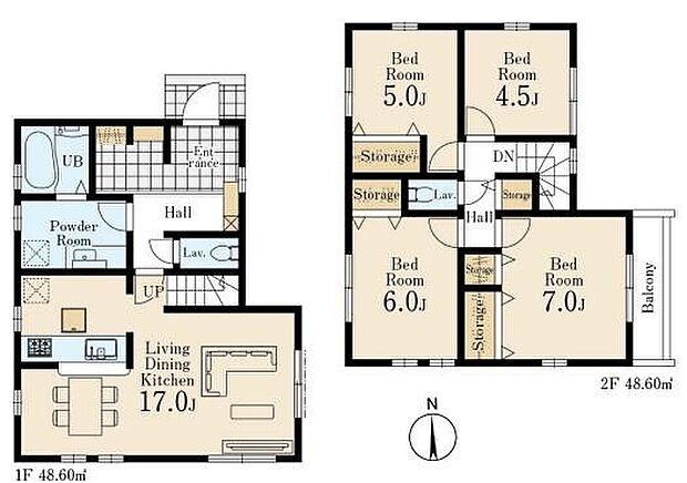 (1号棟)、価格4280万円、4LDK、土地面積122.43m2、建物面積97.2m2