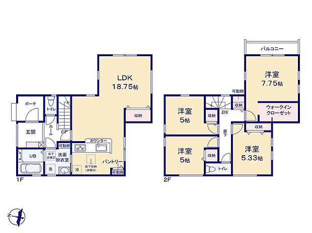 (1号棟)、価格4090万円、4LDK、土地面積120.74m2、建物面積100.44m2