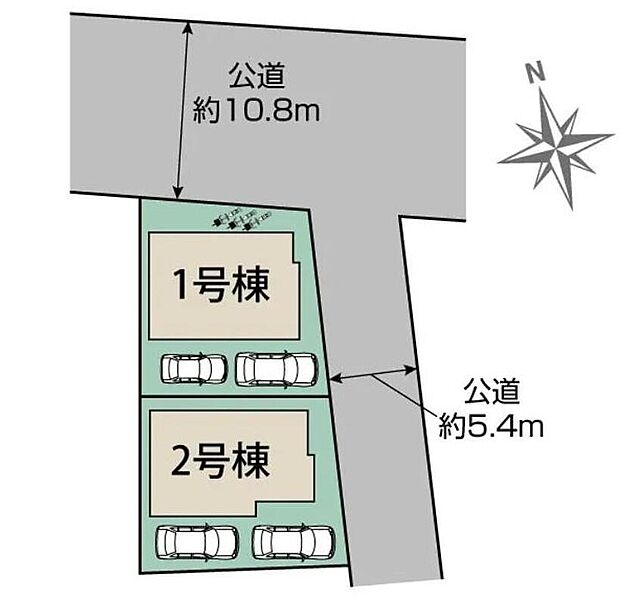 前面道路が10.8mあり、開放感ある角地です◎
駐車スペースはお住まい・車種により2台分!
セカンドカーをお持ちの方にもオススメです☆