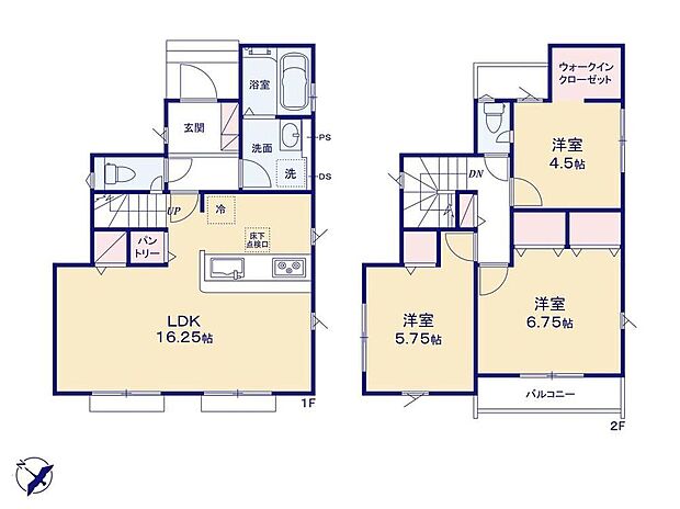 (1号棟)3LDK、土地面積107.56m2、建物面積83.63m2
