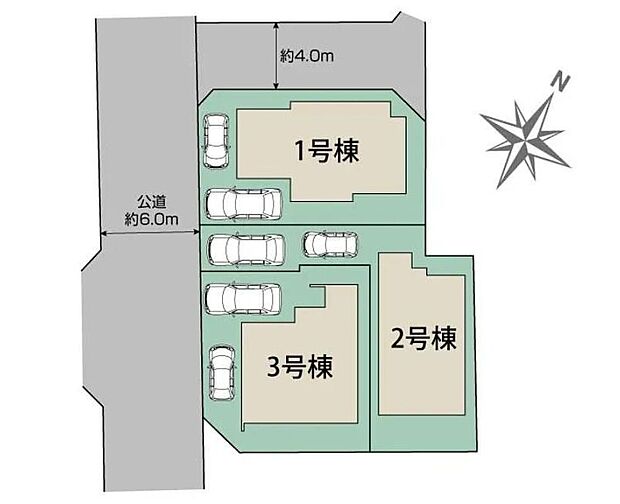 駐車スペースは車種により2台分♪前面道路が約6mあるので、駐車が苦手な方も安心ですね☆