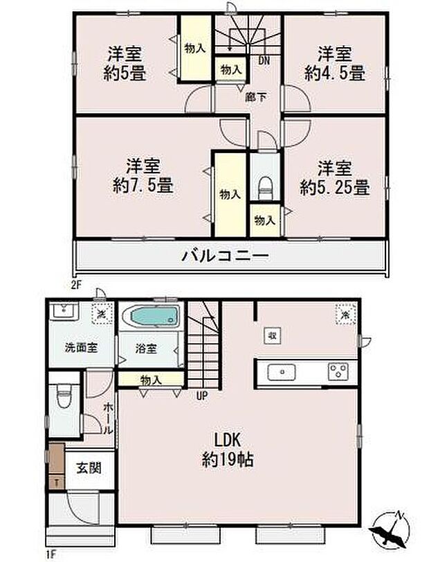(B号棟)、4LDK、土地面積130m2、建物面積95.22m2