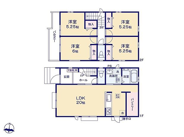 【4LDK】パントリー付きのプラン☆大容量のスペースには、食料品だけでなく、調理家電の収納場所としても重宝しそうです◎
水回り集中設計で家事もはかどりそうですね♪